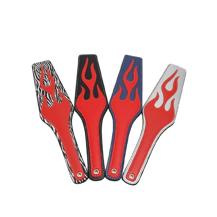 Vintage Leather Flame Spanking Paddles