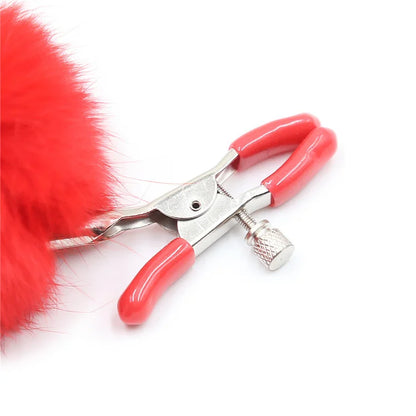 Flirty Fur Ball Nipple Clamps BDSM Accessory