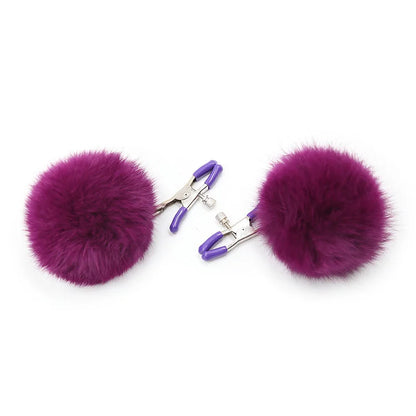 Flirty Fur Ball Nipple Clamps BDSM Accessory