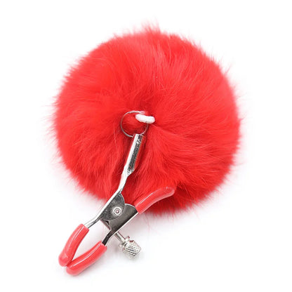 Flirty Fur Ball Nipple Clamps BDSM Accessory