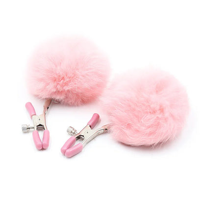 Flirty Fur Ball Nipple Clamps BDSM Accessory