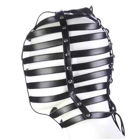 Classic Punk Style BDSM Hood with Fully Hollow Strap Design