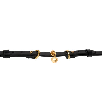 Leather Gold Bell BDSM Choker for Elegant Sensual Play