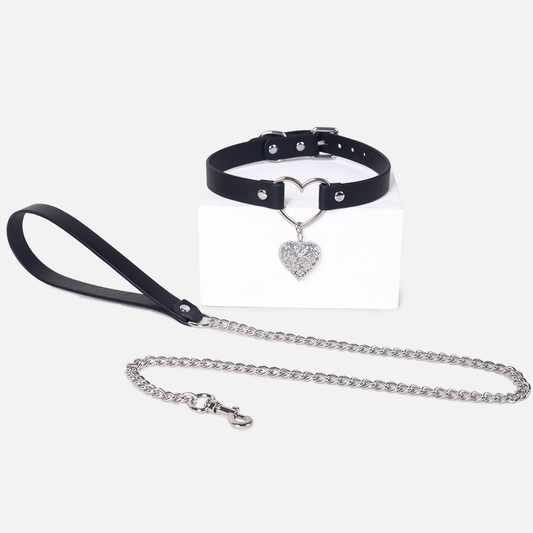 Heart Pendant Leather BDSM Collars