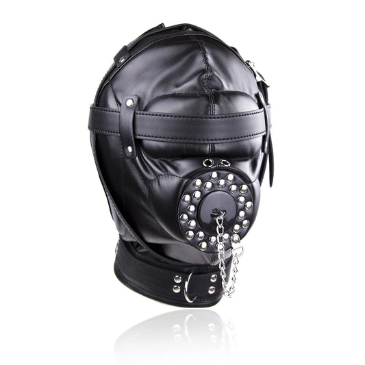 Heavy Metal Punk Studded Leather BDSM Spit Hood