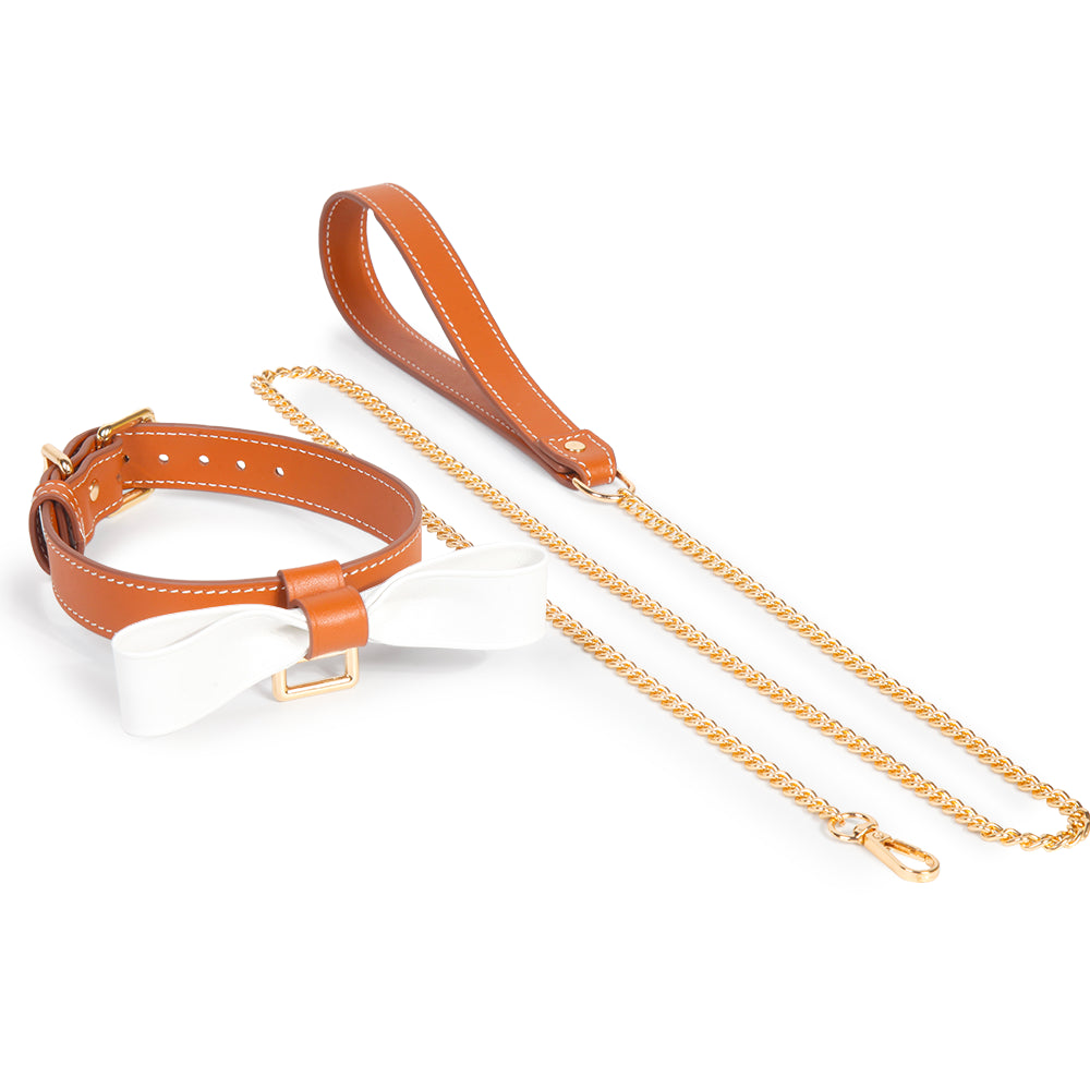 Hermes Color Leather BDSM Choker for Luxurious Play