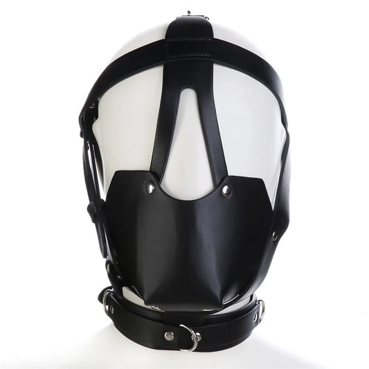 Punk Style BDSM Hood with Hollow Straps and Ball Gag