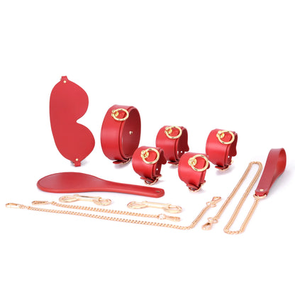 Red Leather BDSM Bondage Kits Handcrafted