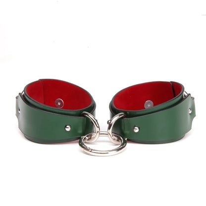 Green Leather BDSM Bondage Gear for Christmas Play