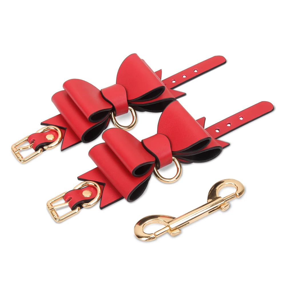 Red Leather BDSM Bondage Kits Male BDSM Outfit