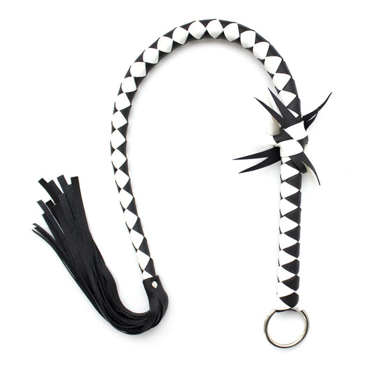 Leather Spike Woven Long Snake Whip BDSM Spanking Whip