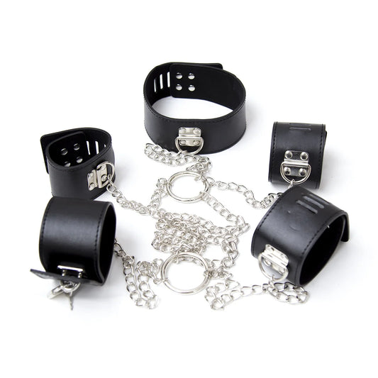 Ultimate Control Black BDSM Ankle and Wrist Cuffs