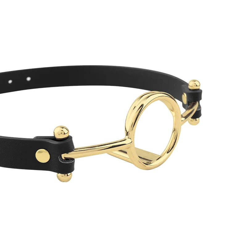 Premium Texture Metal and Leather Open-Mouth Gag