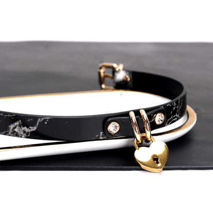 Marble Pattern Leather BDSM Choker