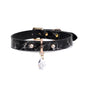 Marble Pattern Gem Pendant Leather BDSM Choker