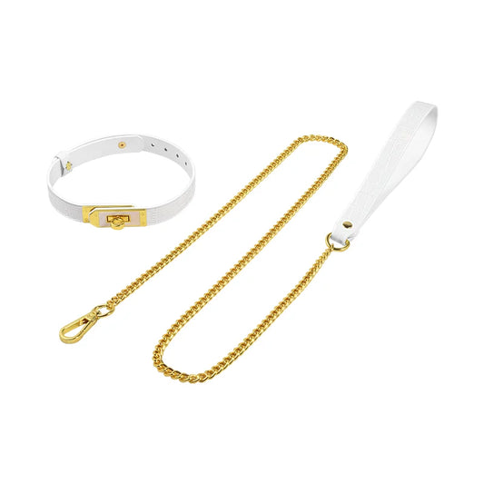 BDSM Collars with Gold Buckle