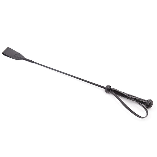 Mysterious Black Leather Handcrafted Riding Crop