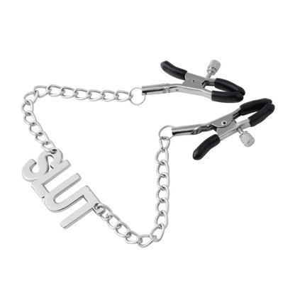 Letter Metal Chain Nipple Clamps BDSM Accessory