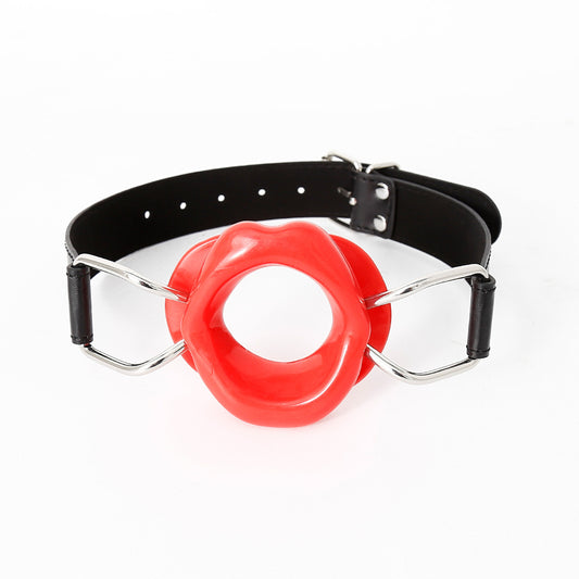 Open Deep Throat BDSM Ball Gag with Red Lips Design