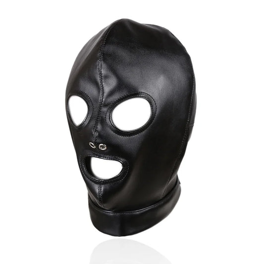 Black Leather BDSM Hoods for Adjustable Extreme Control