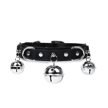 BDSM Punk Bell Leather Choker for Advanced Players