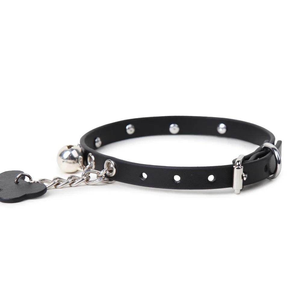 Leather Punk Bone BDSM Choker for Advanced Players