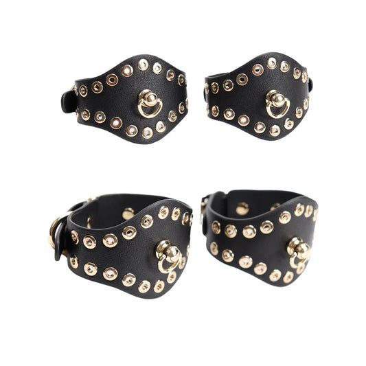 Punk Studded BDSM Ankle and Wrist Cuffs Set