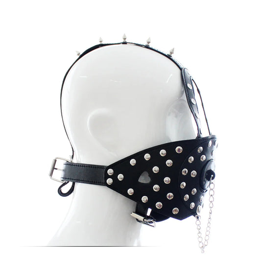 Punk Studded Full Restraint Plug BDSM Muzzle