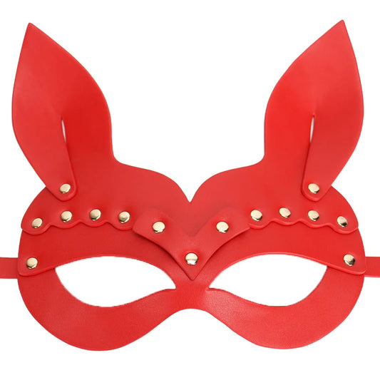 Punk Studded Multicolor Rabbit Leather BDSM Masks