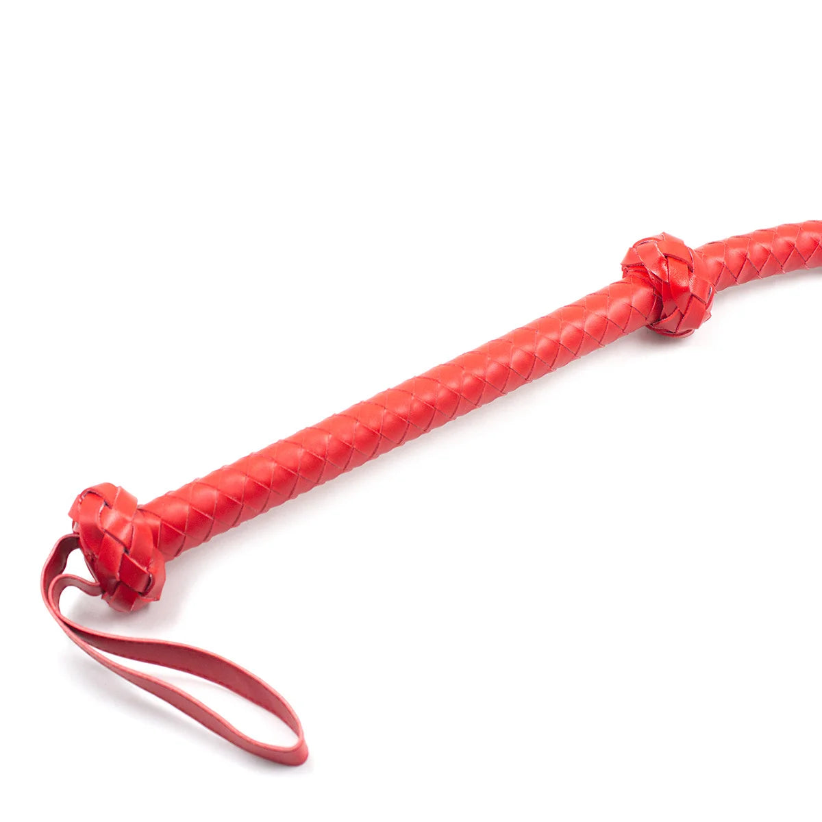 Red Heart Shaped Pleather Woven Long Snake Whip