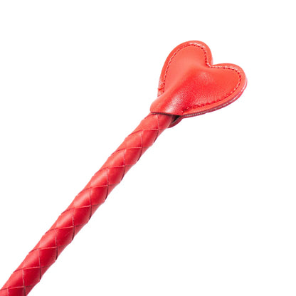 Red Heart Shaped Pleather Woven Long Snake Whip