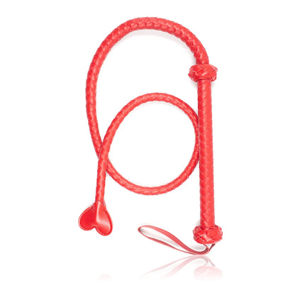 Red Heart Shaped Pleather Woven Long Snake Whip