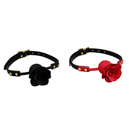 Silicone Rose BDSM Mouth Gag with Adjustable Straps and Floral