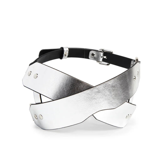 Silver X-Cross Adjustable BDSM Eye Mask