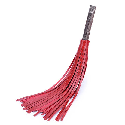 Solid Wood Handle Leather BDSM Flogger Spank Toy