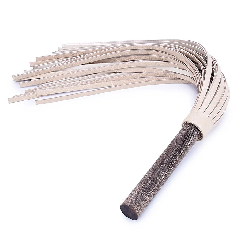 Solid Wood Handle Leather BDSM Flogger Spank Toy