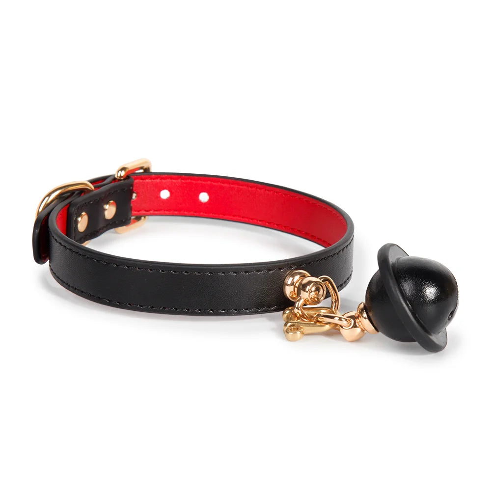 BDSM Leather Choker with Textured Design and Bell