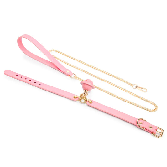 Textured Pink Bell Pendant BDSM Collars