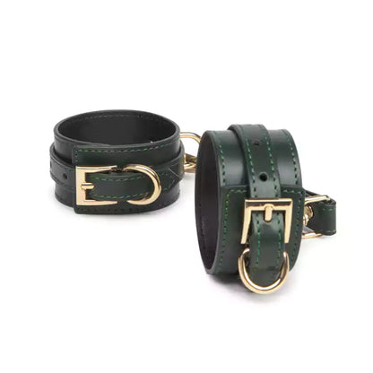 Double-Layer Leather BDSM Ankle Cuffs and Wrist Cuffs