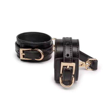 Double-Layer Leather BDSM Ankle Cuffs and Wrist Cuffs