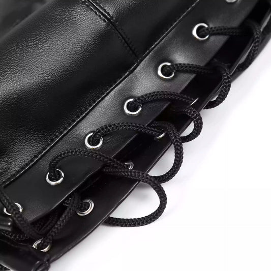 Two-Layer Fully Enclosed Convertible Pleather BDSM HOODS