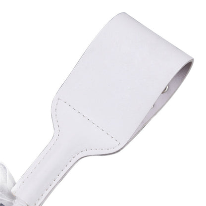 Studded White Ribbon Riding Crop for Elegant Spanking