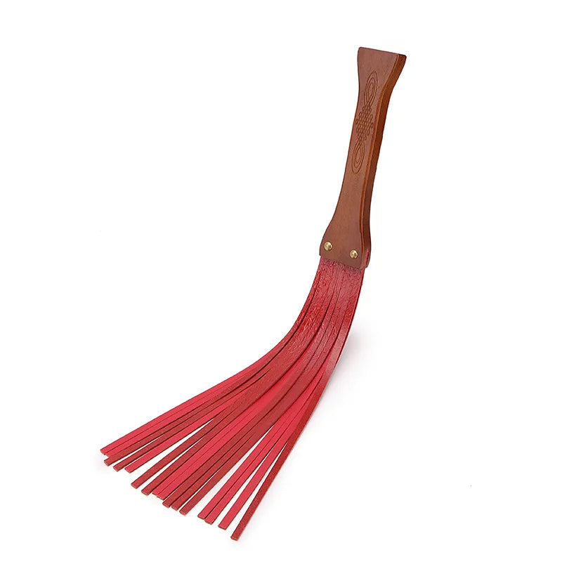 Premium Leather BDSM Flogger with Wooden Handle