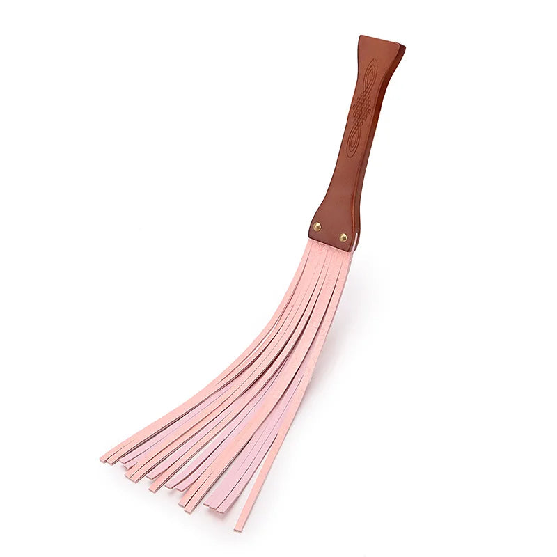 Premium Leather BDSM Flogger with Wooden Handle