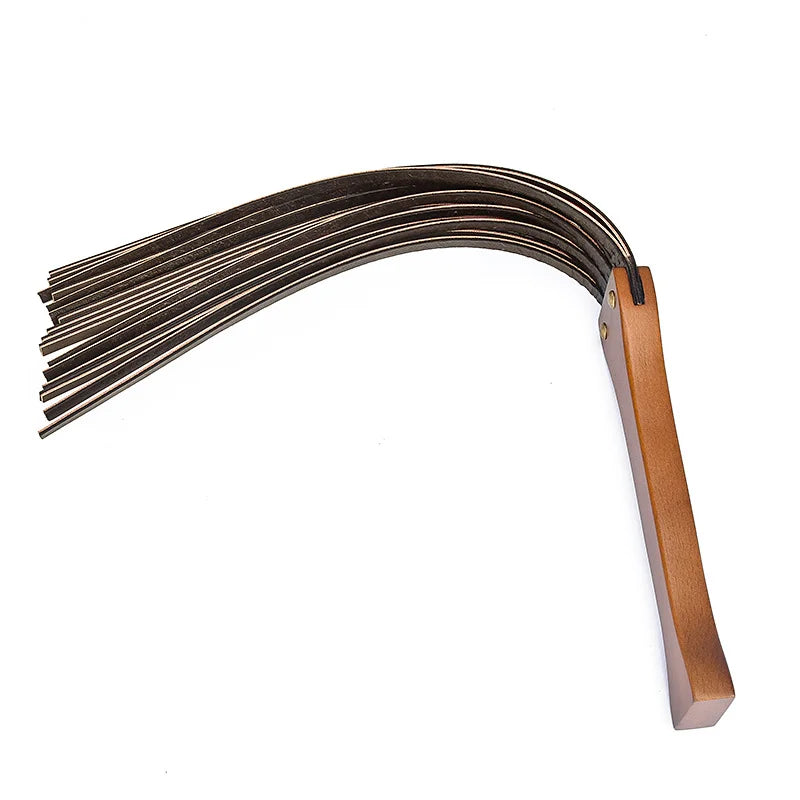 Premium Leather BDSM Flogger with Wooden Handle